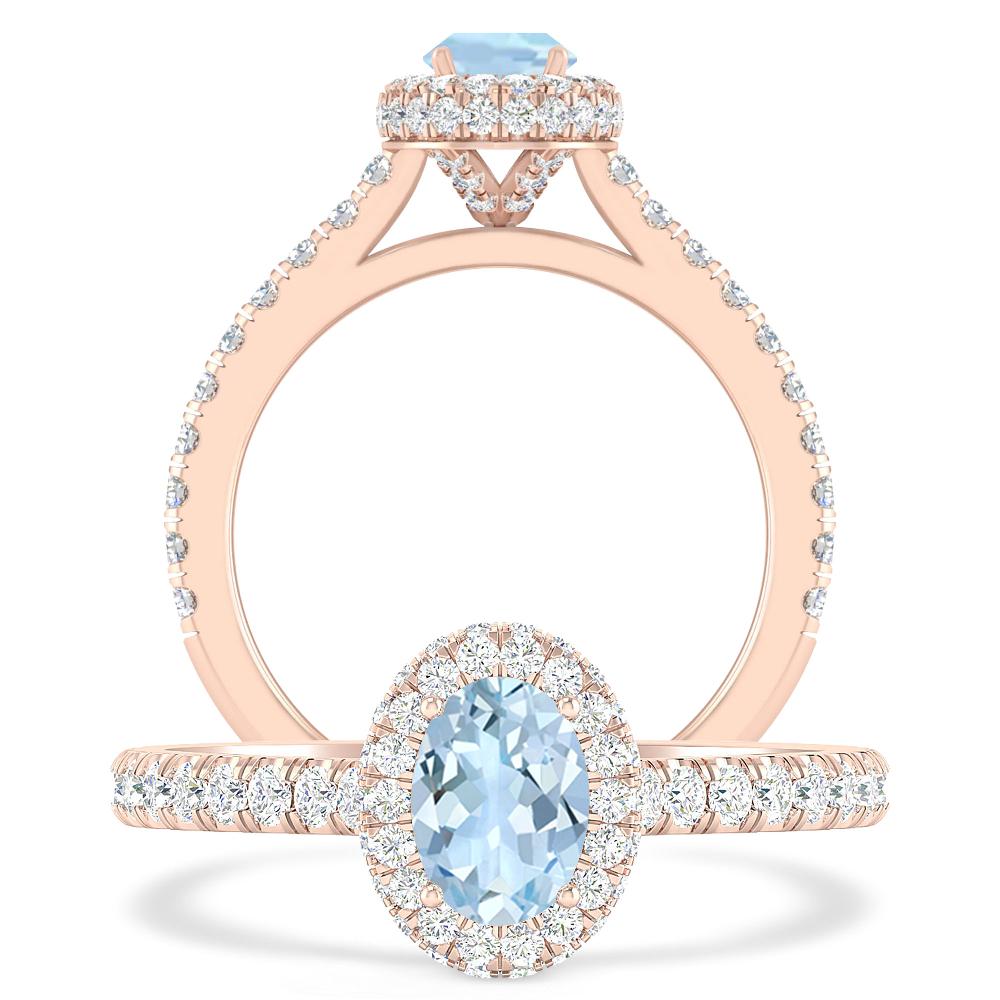 Rose Gold - Aquamarine