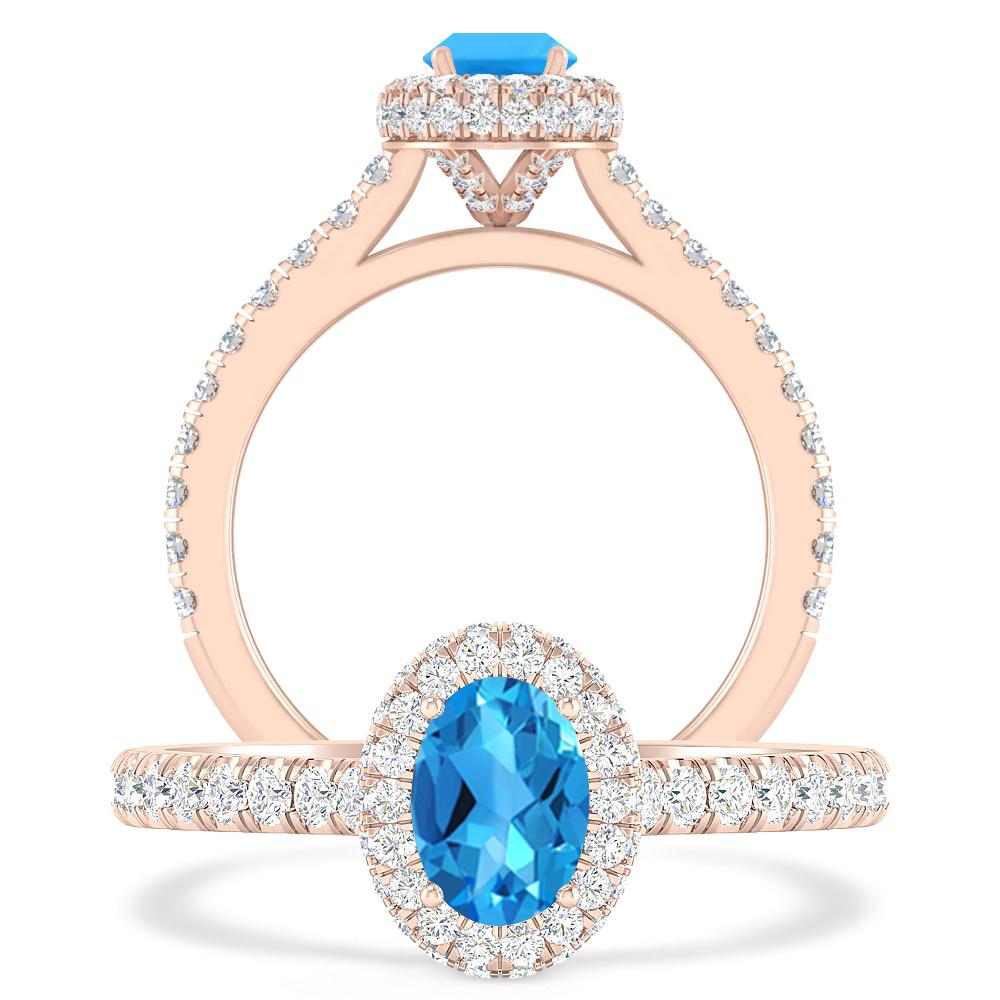 Rose Gold - Blue Topaz