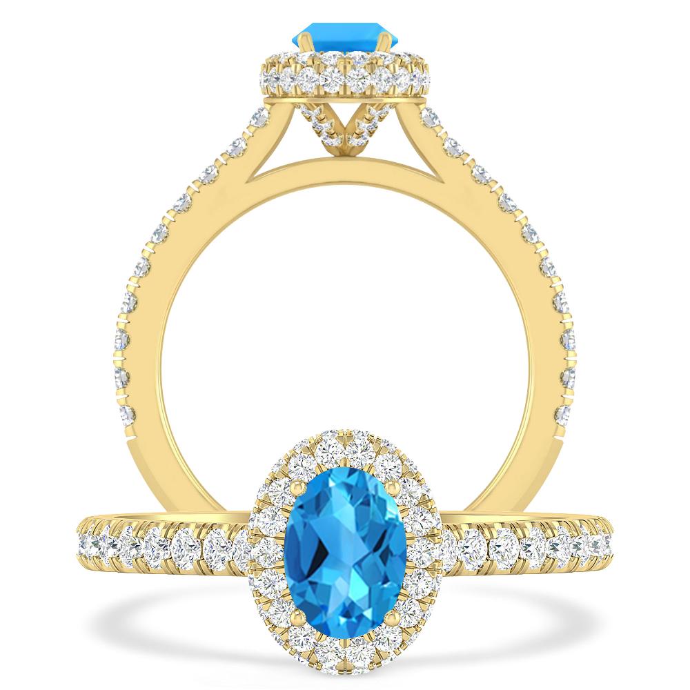 Yellow Gold - Blue Topaz