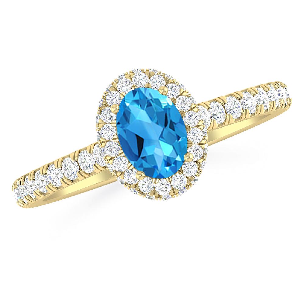 Yellow Gold - Blue Topaz