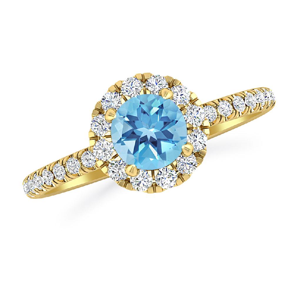 Yellow Gold - Blue Topaz