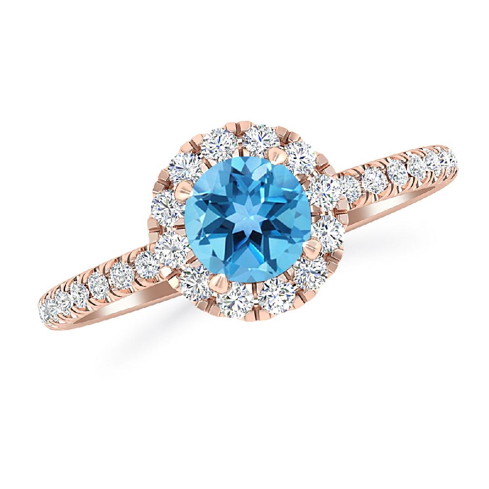 Rose Gold - Blue Topaz