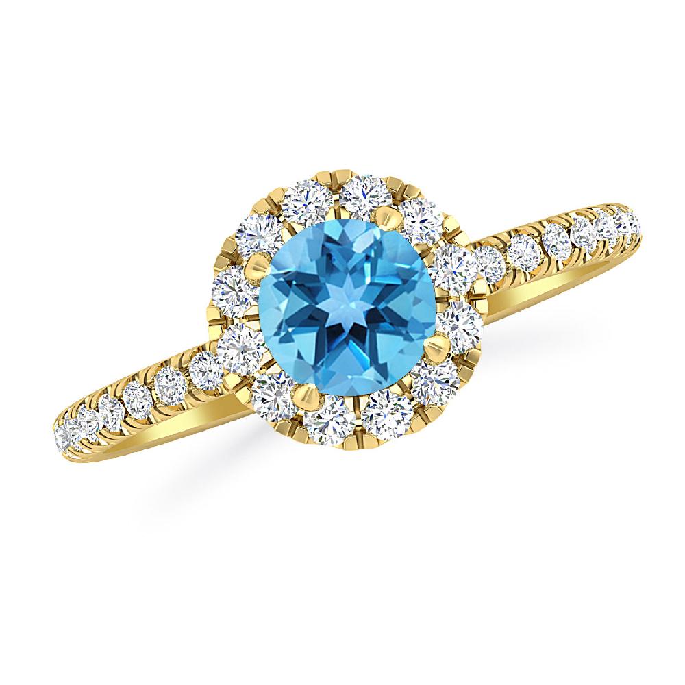 Yellow Gold - Blue Topaz