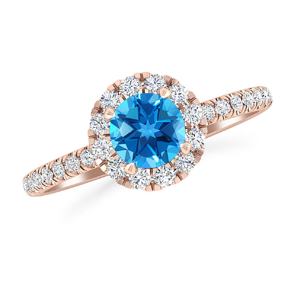 Rose Gold - Blue Topaz