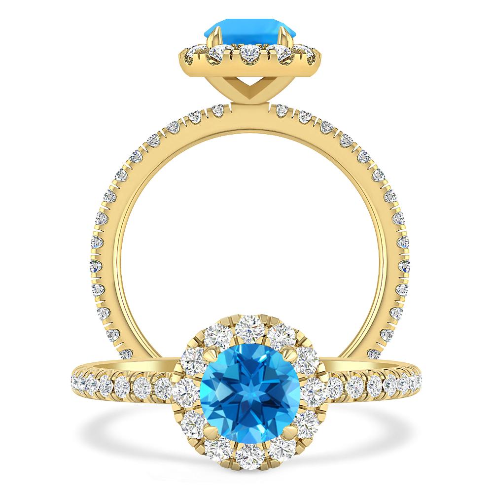 Yellow Gold - Blue Topaz