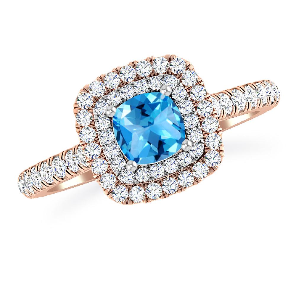 Rose Gold - Blue Topaz