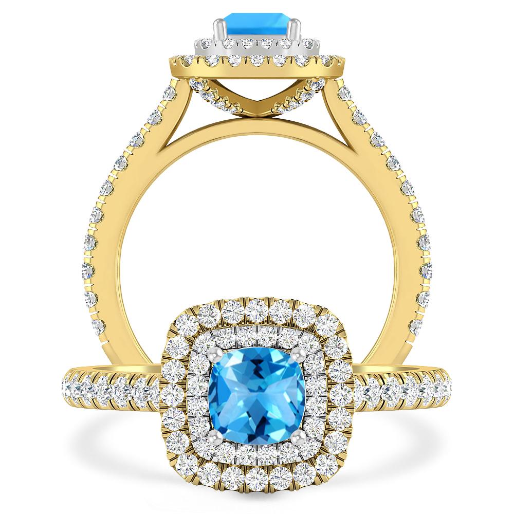 Yellow Gold - Blue Topaz