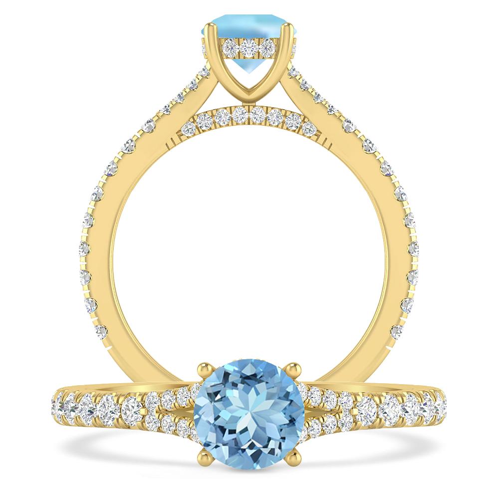 Yellow Gold - Aquamarine