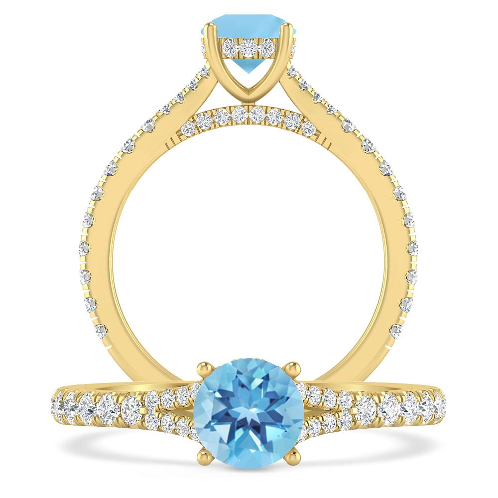 Yellow Gold - Blue Topaz