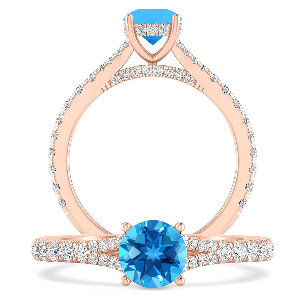 Rose Gold - Blue Topaz