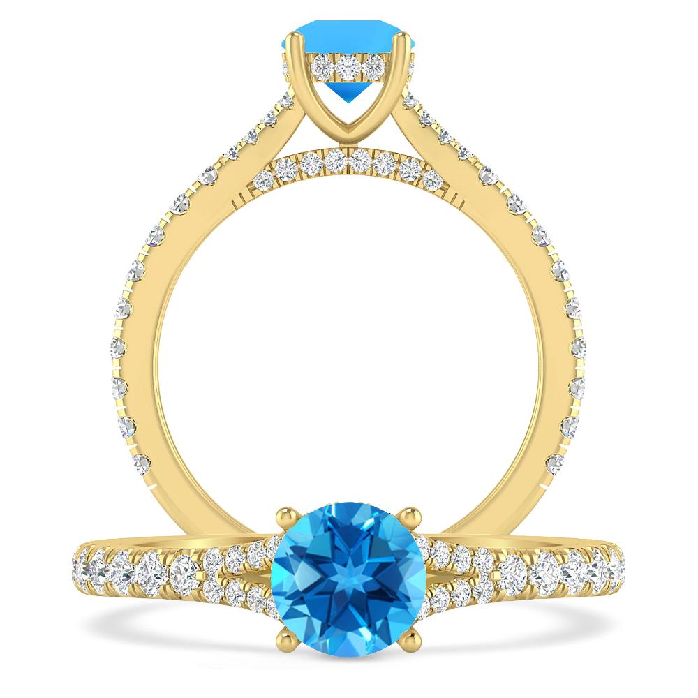 Yellow Gold - Blue Topaz