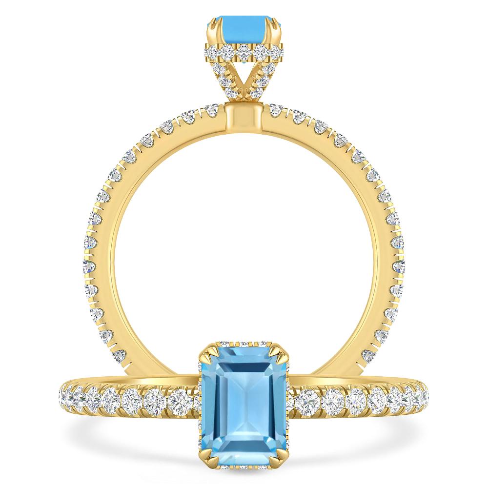 Yellow Gold - Blue Topaz