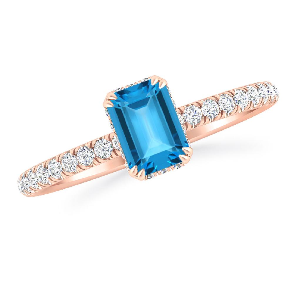 Rose Gold - Blue Topaz