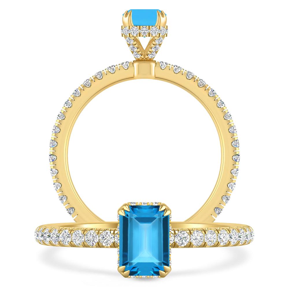 Yellow Gold - Blue Topaz