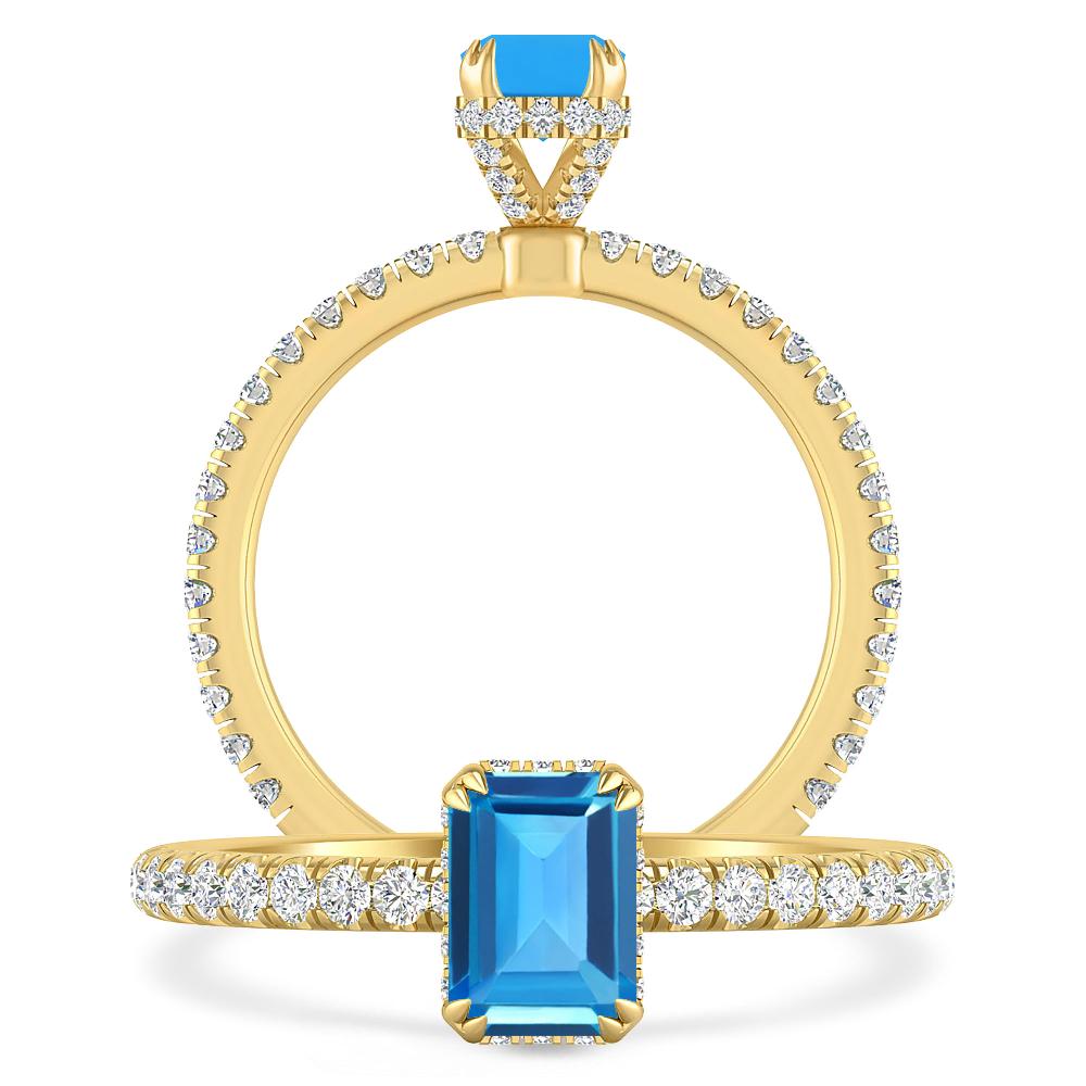 Yellow Gold - Blue Topaz