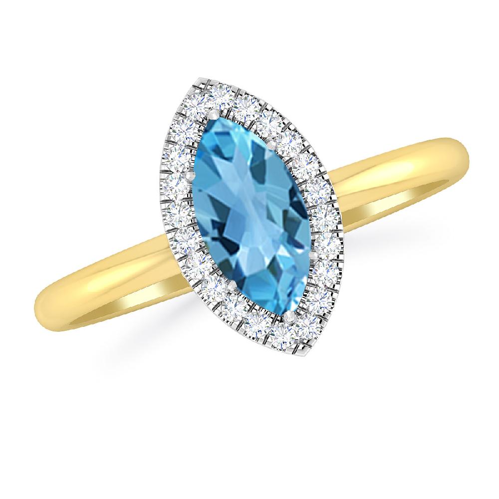 Yellow Gold - Blue Topaz