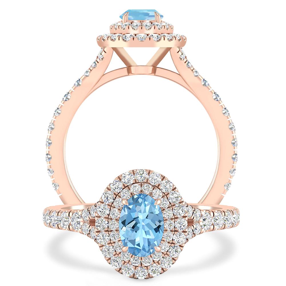 Rose Gold - Aquamarine