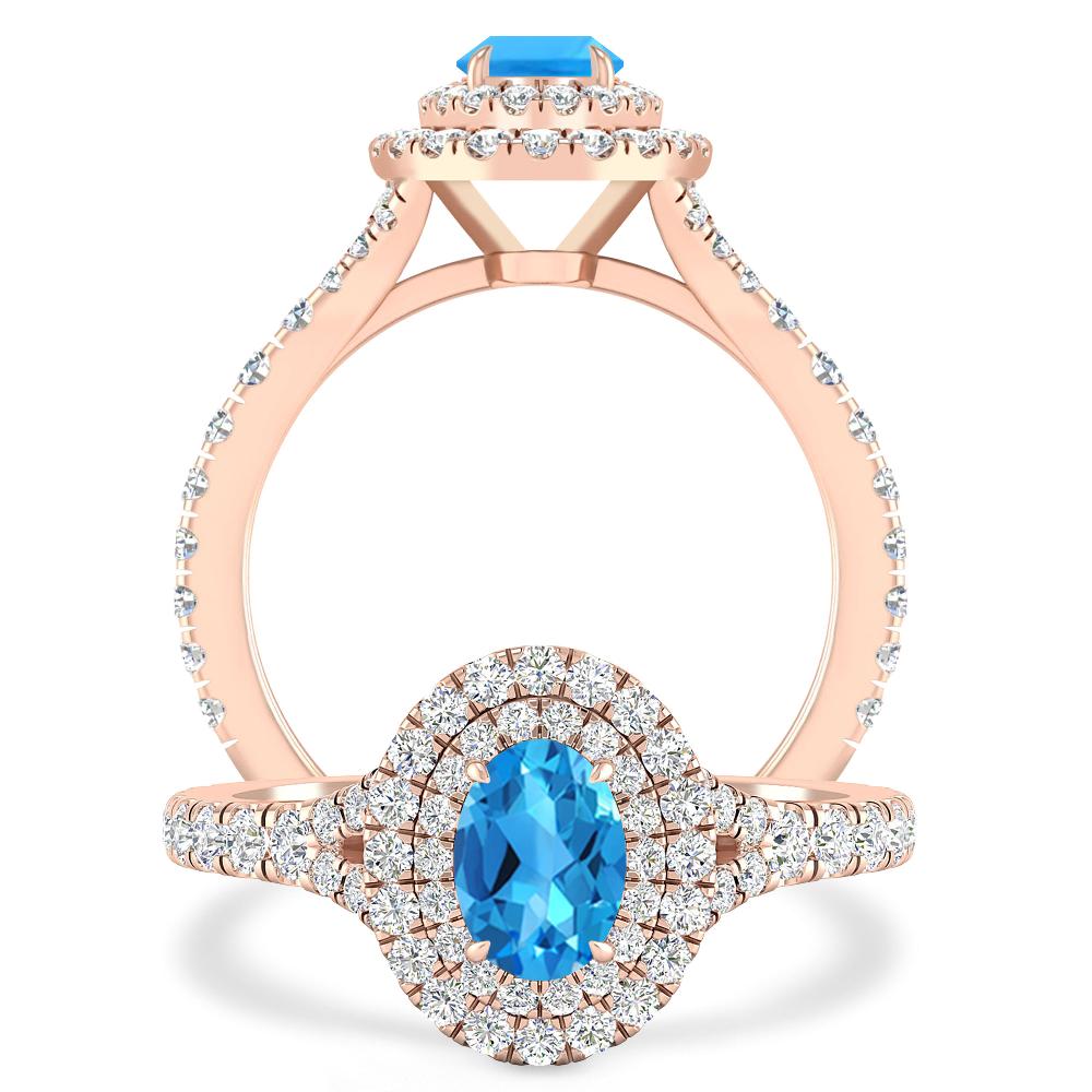 Rose Gold - Blue Topaz