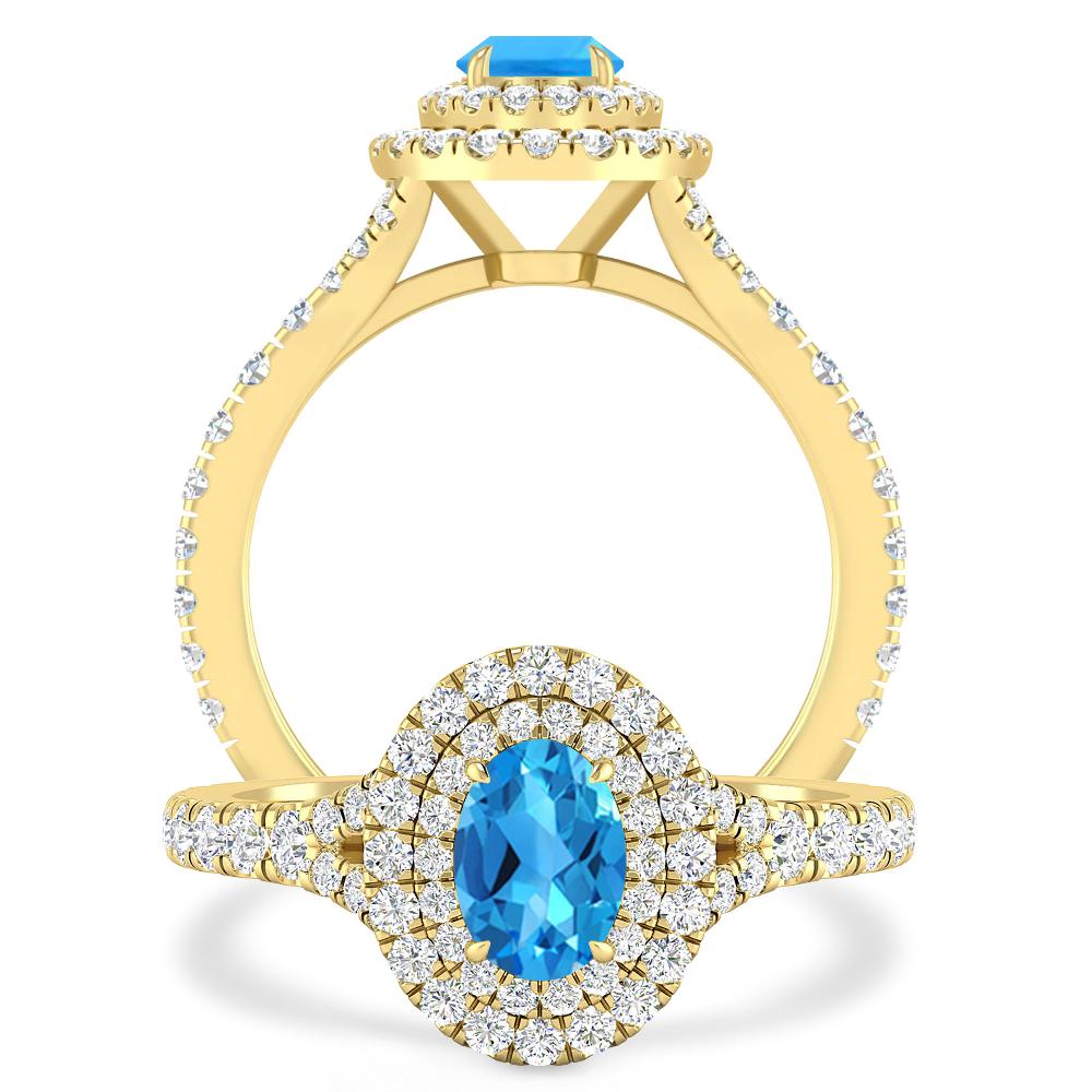 Yellow Gold - Blue Topaz