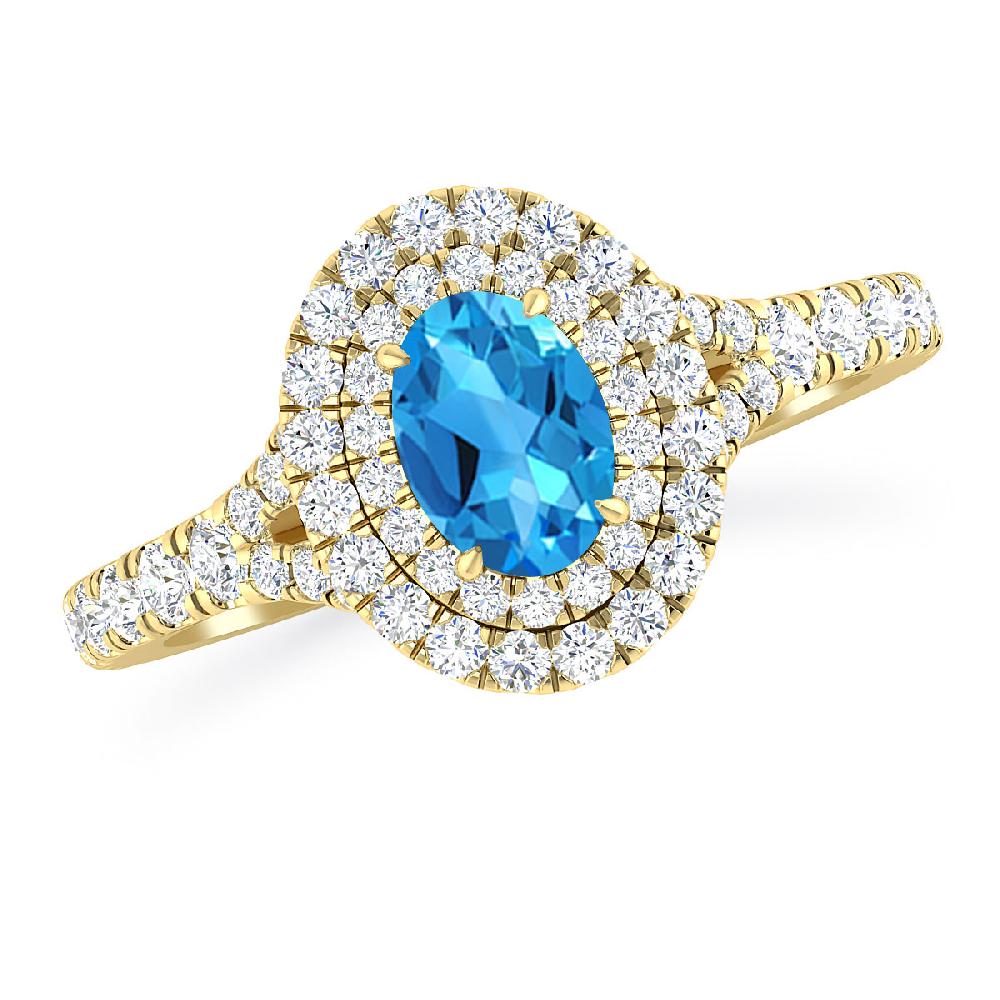 Yellow Gold - Blue Topaz