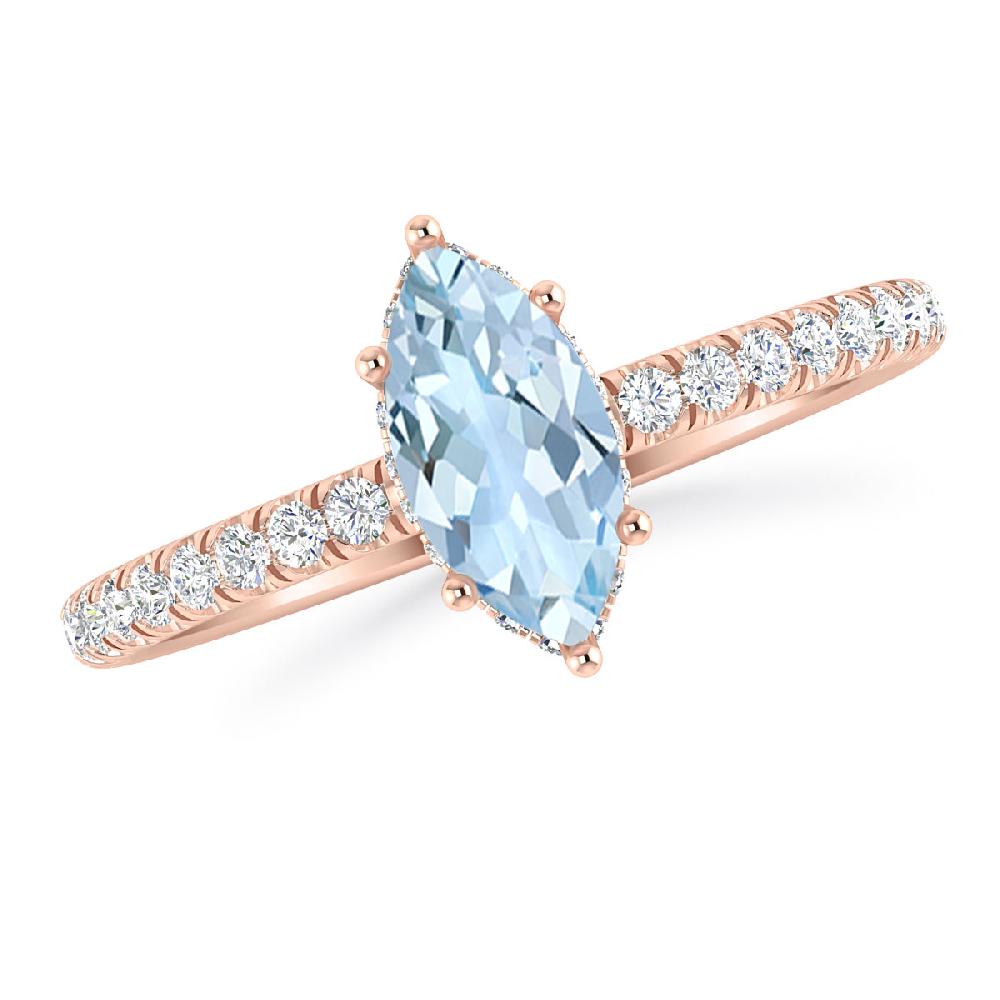 Rose Gold - Aquamarine