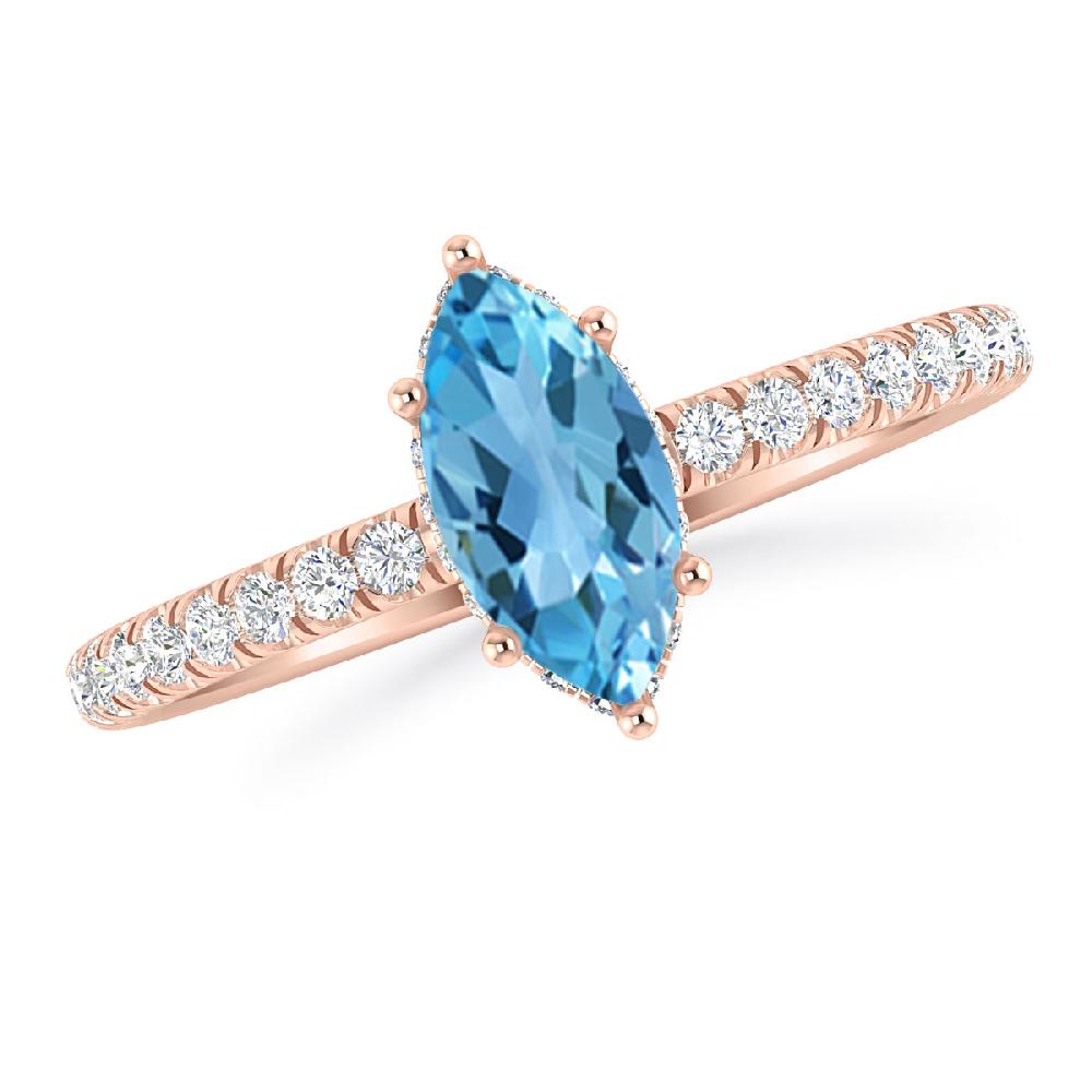 Rose Gold - Blue Topaz