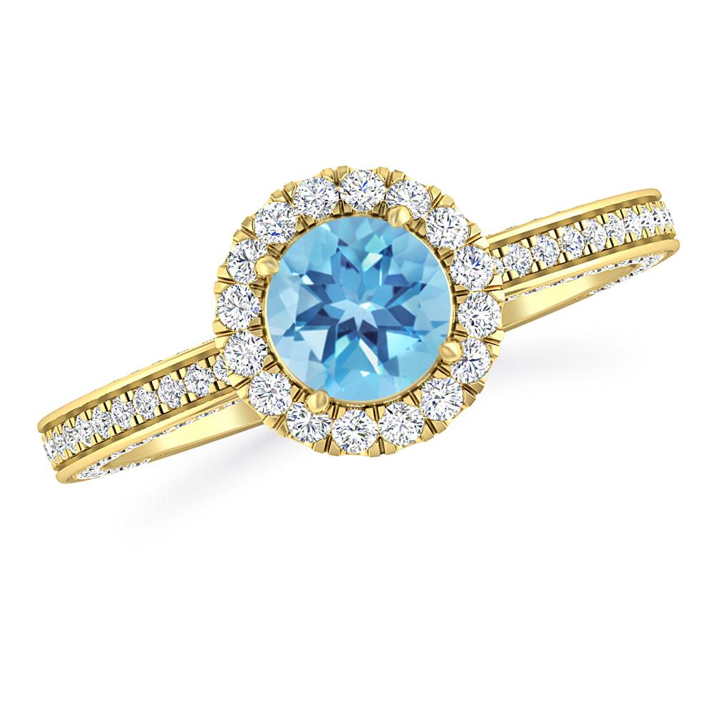 Yellow Gold - Blue Topaz