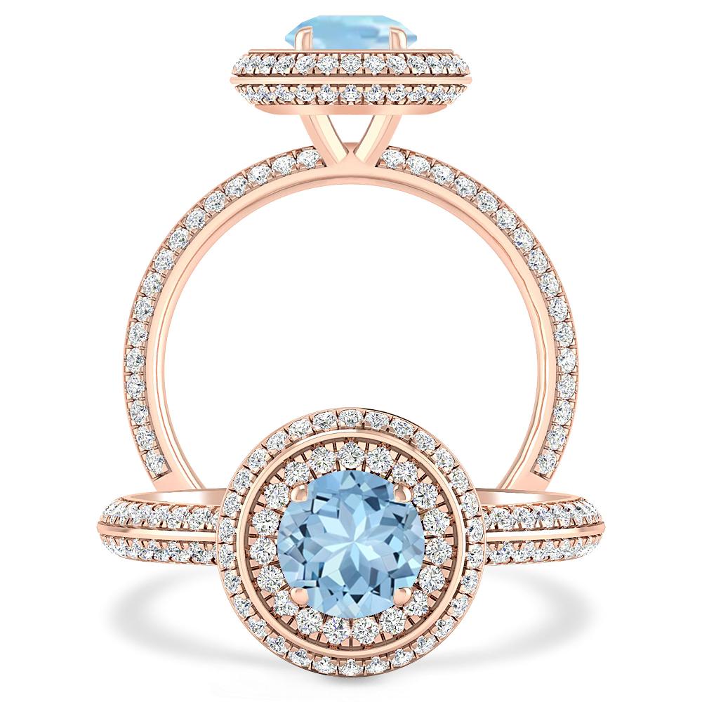 Rose Gold - Aquamarine