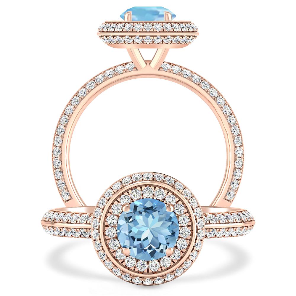 Rose Gold - Aquamarine