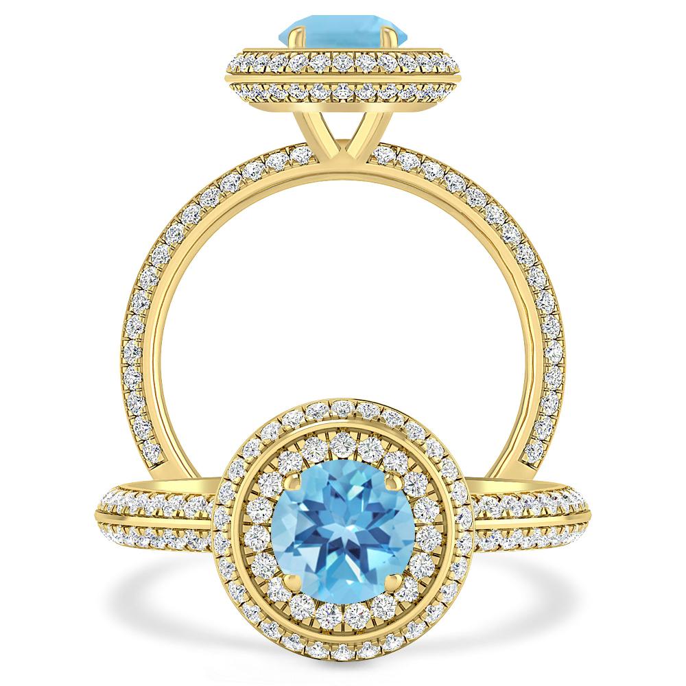 Yellow Gold - Blue Topaz