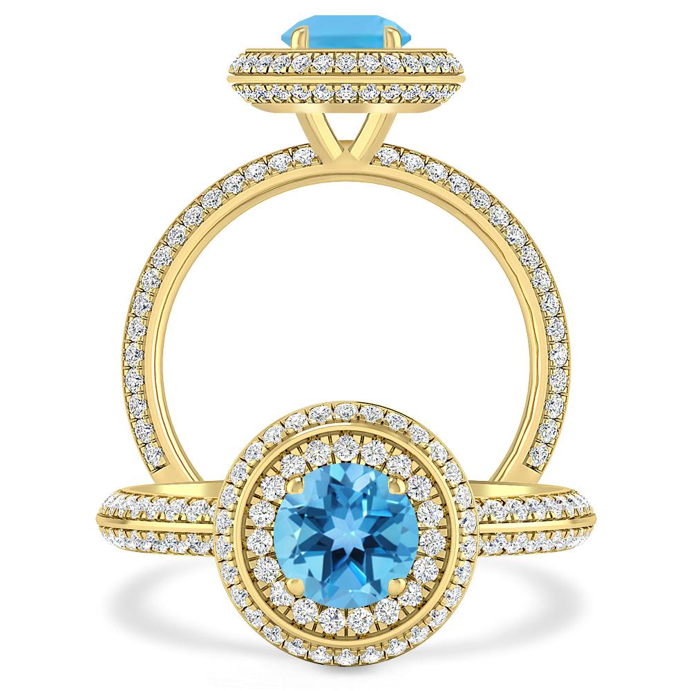 Yellow Gold - Blue Topaz