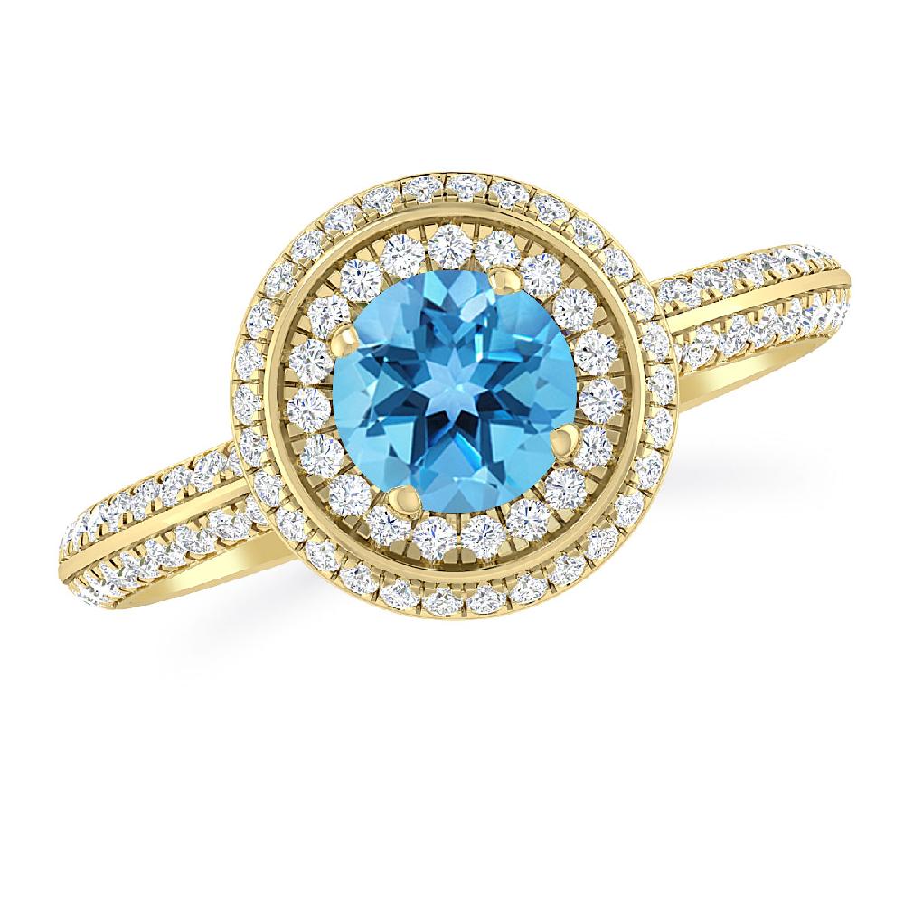 Yellow Gold - Blue Topaz