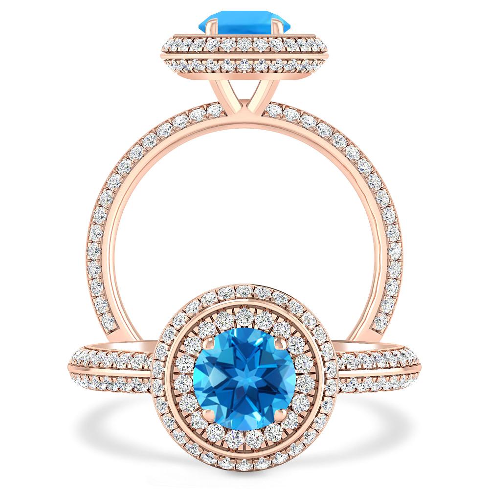 Rose Gold - Blue Topaz