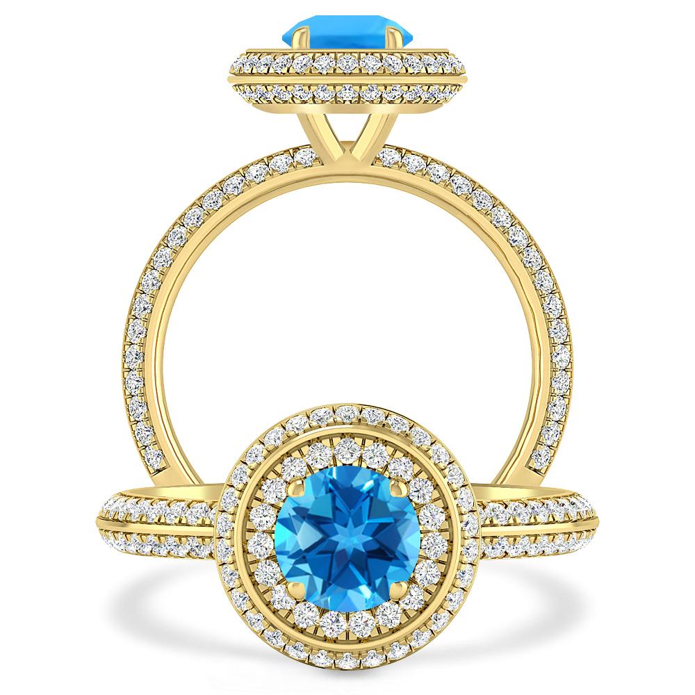 Yellow Gold - Blue Topaz