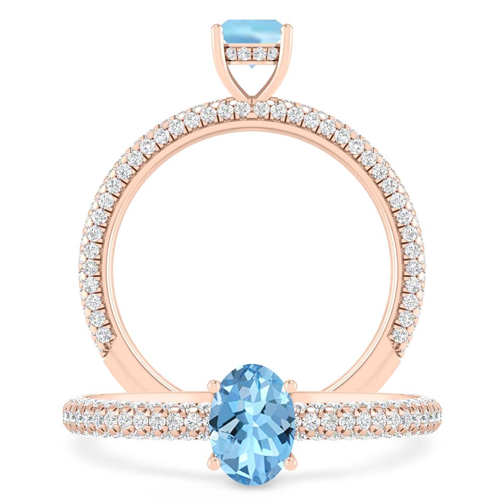 Rose Gold - Aquamarine