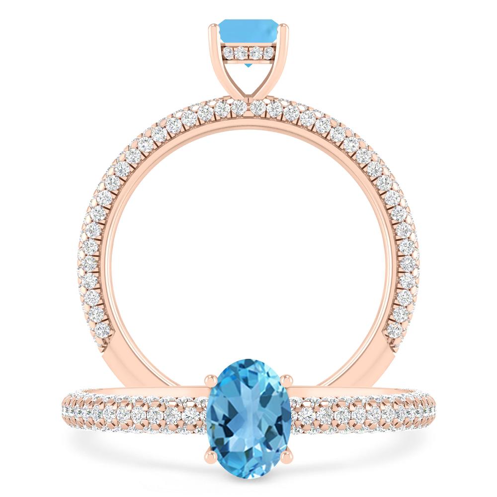 Rose Gold - Blue Topaz