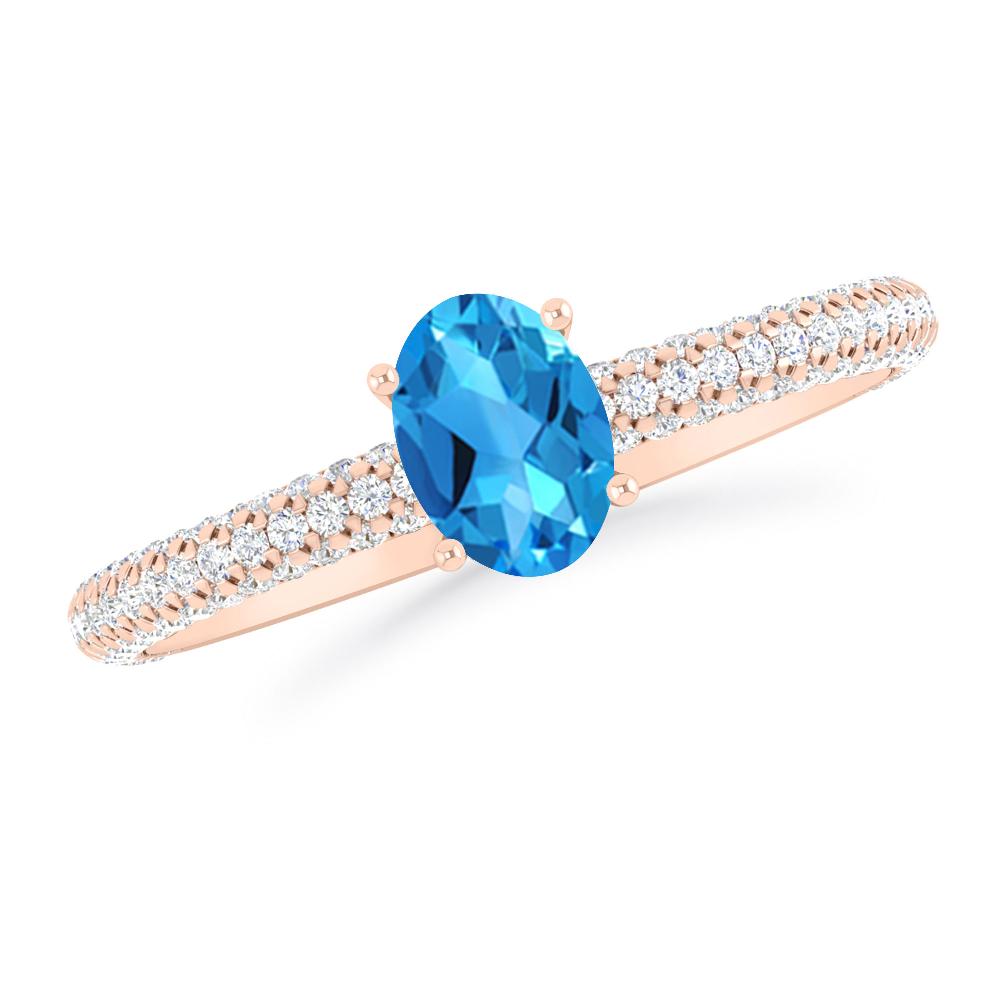 Rose Gold - Blue Topaz