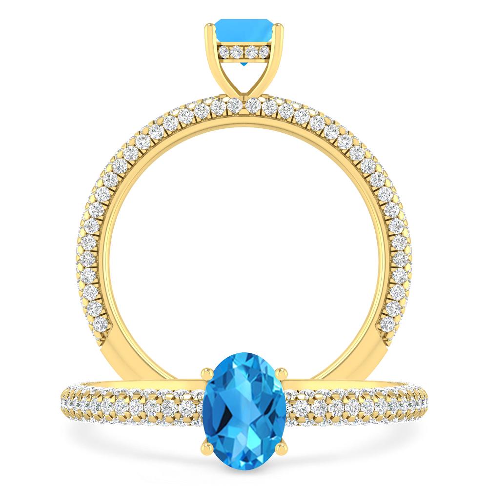 Yellow Gold - Blue Topaz