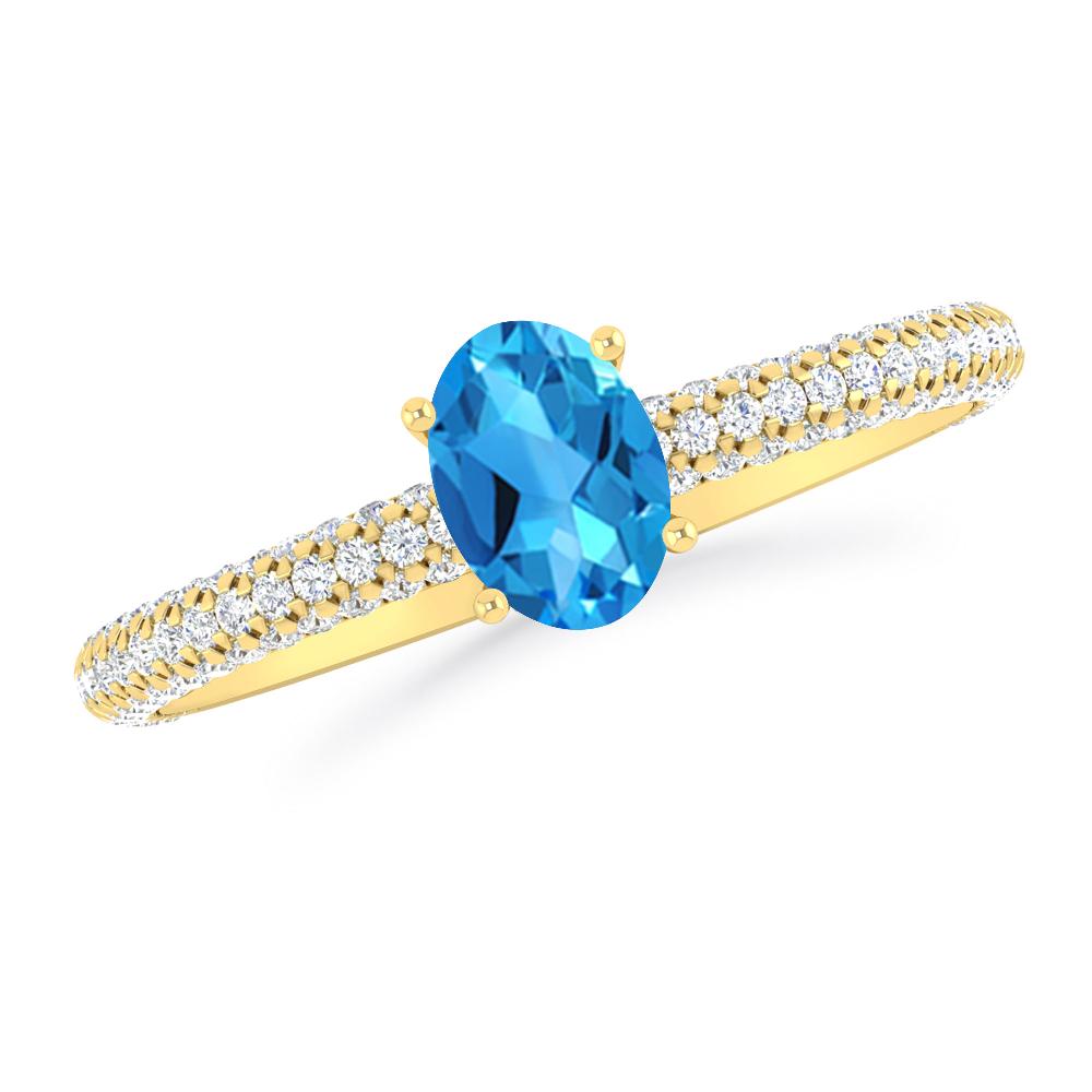 Yellow Gold - Blue Topaz