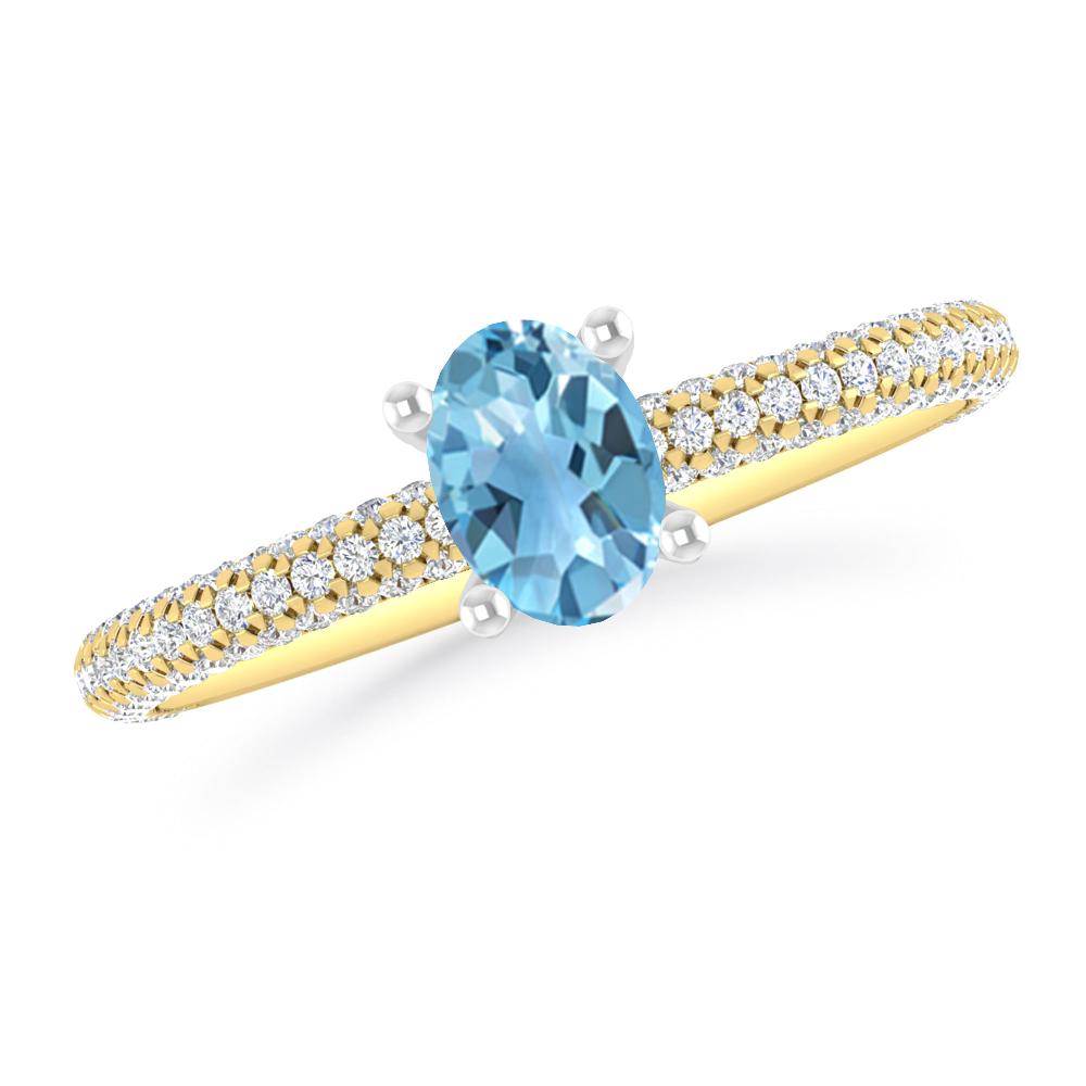 Yellow Gold - Blue Topaz