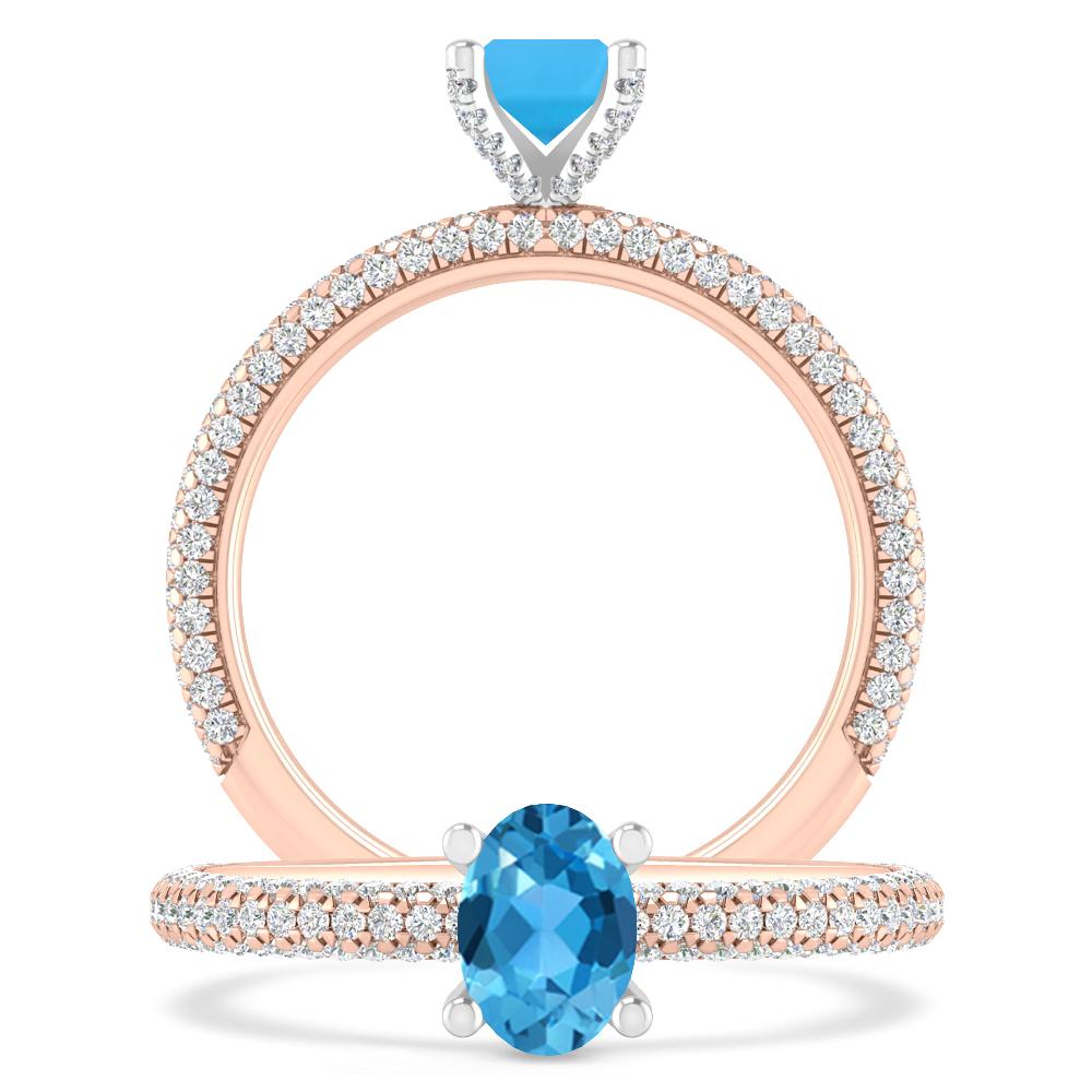 Rose Gold - Blue Topaz