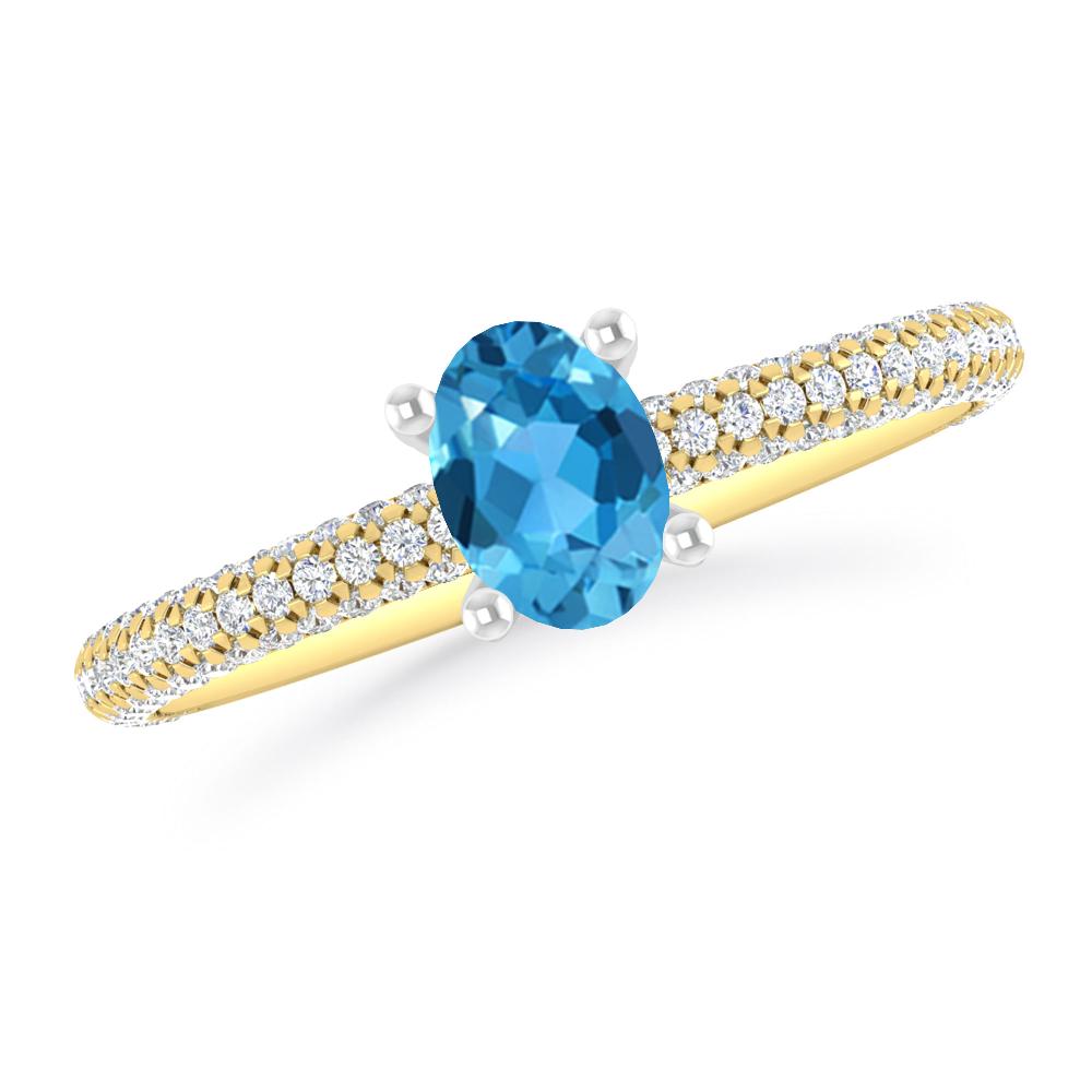 Yellow Gold - Blue Topaz