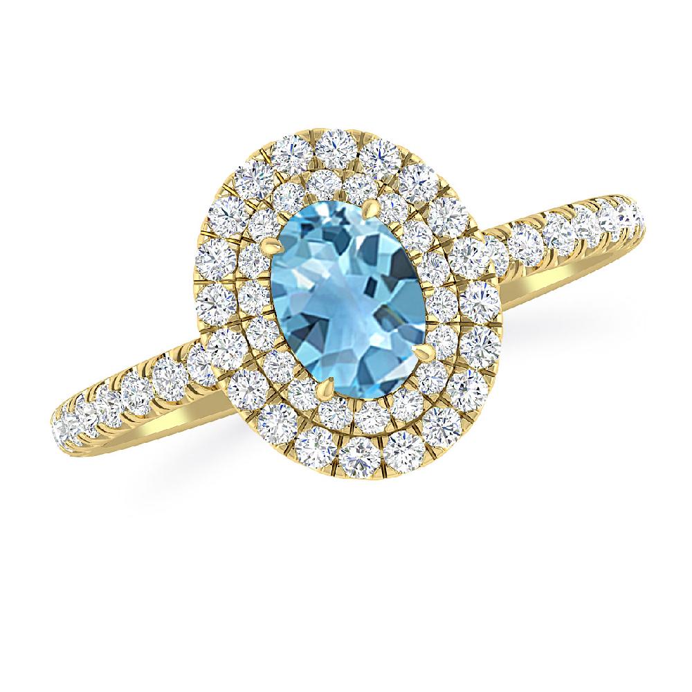 Yellow Gold - Blue Topaz