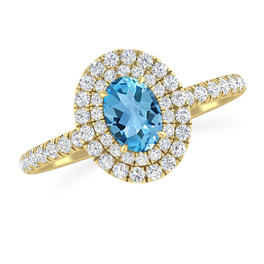 Yellow Gold - Blue Topaz