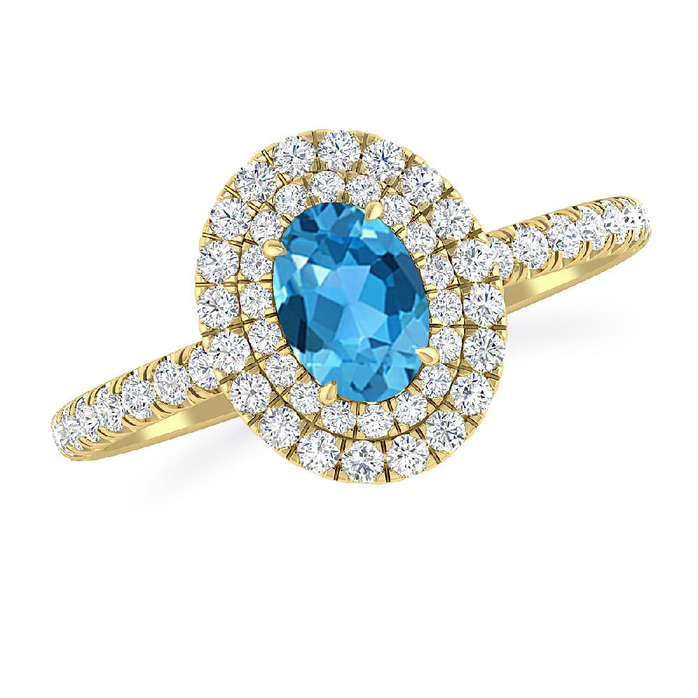 Yellow Gold - Blue Topaz