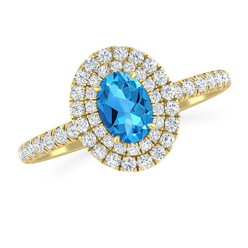 Yellow Gold - Blue Topaz