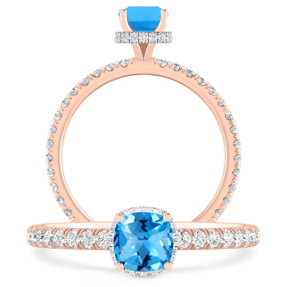 Rose Gold - Blue Topaz