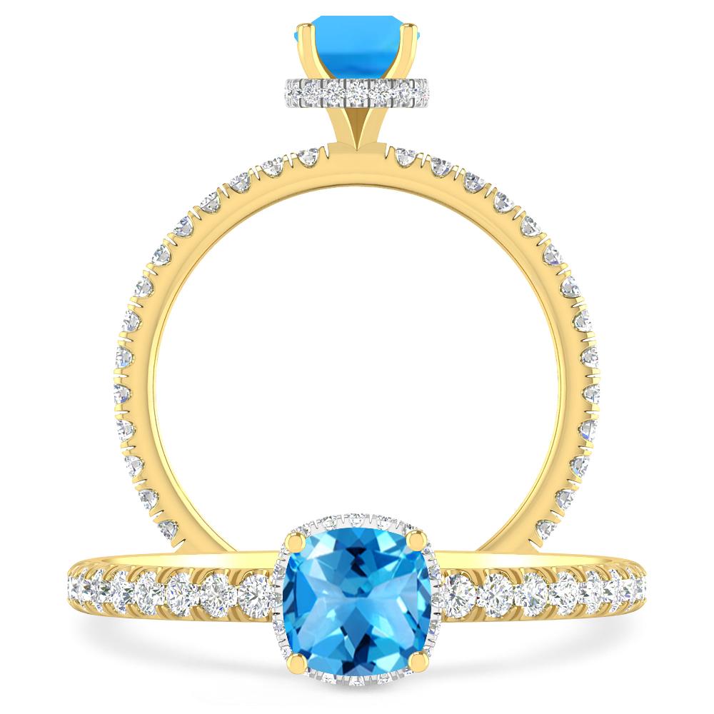 Yellow Gold - Blue Topaz