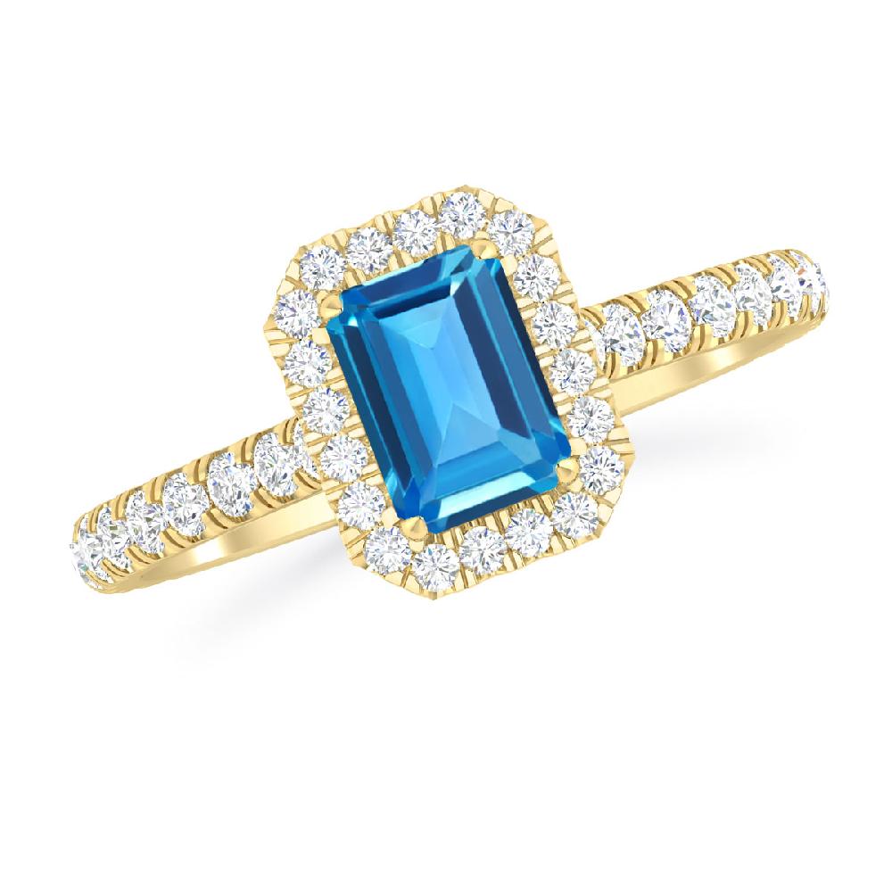 Yellow Gold - Blue Topaz