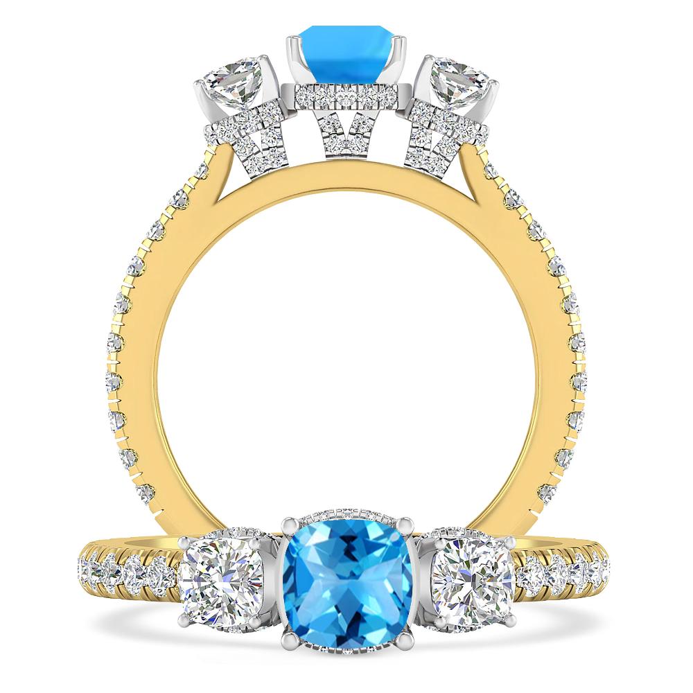 Yellow Gold - Blue Topaz